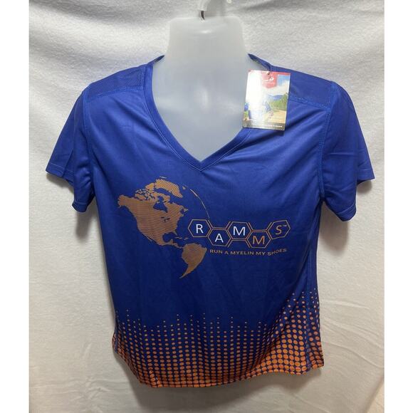 NWT Headsweats Short Sleeve Running‎ Shirt Size Large Blue - Picture 1 of 6